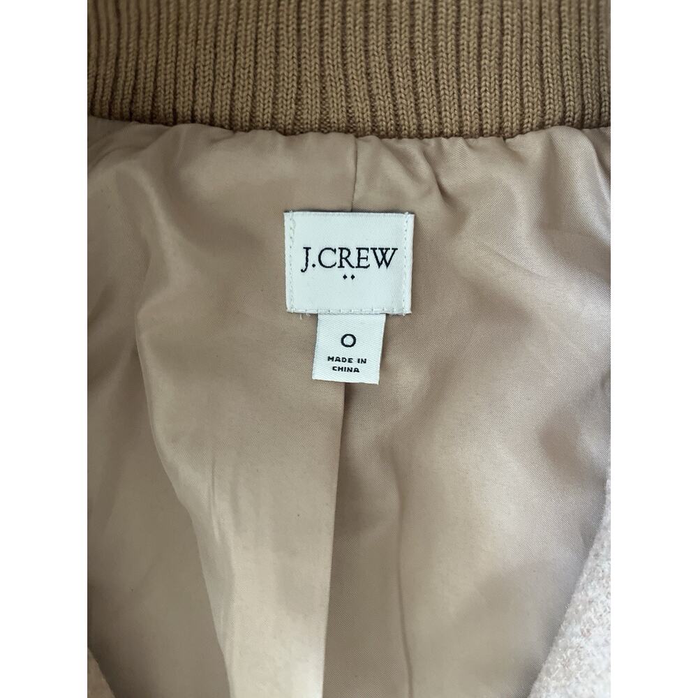 J Crew Village Coat Women 0 Tan Wool Blend Full Zip Mock Neck Lined Pockets - Picture 3 of 11